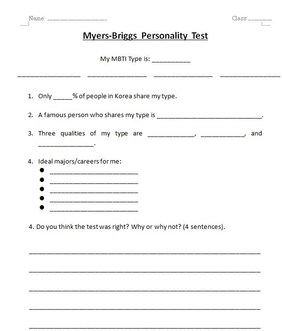 Lesson of the Week: Myer-Briggs Personality Test (club class) – Fulbridge